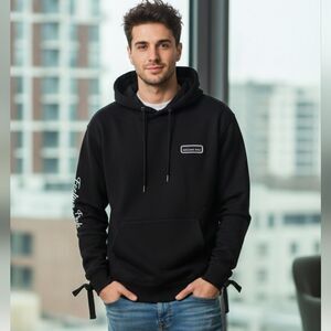 W Concept Korean Oversize [UNISEX] BLACK FEELING PINK HOODIE